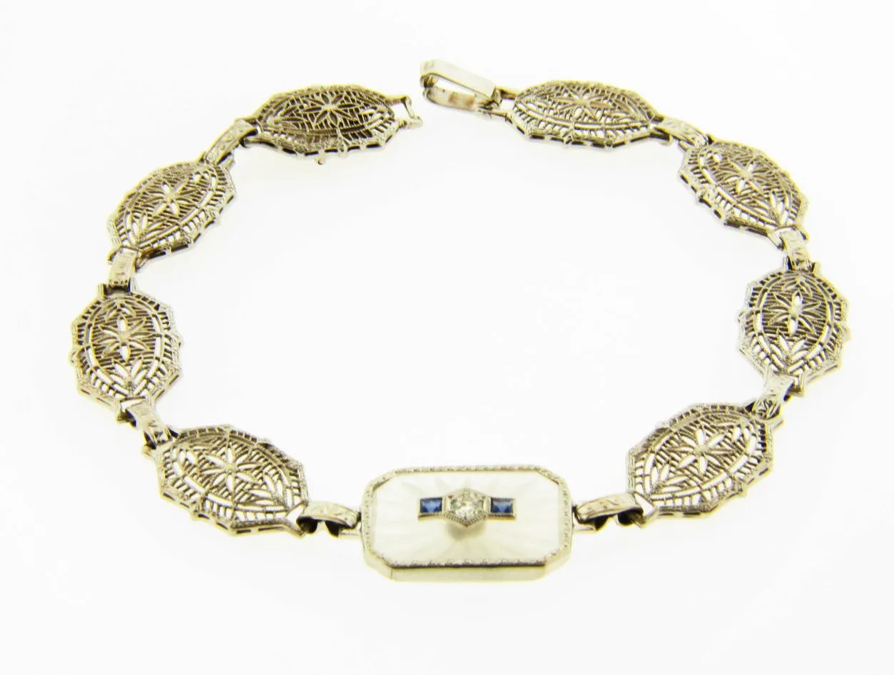 Art Deco 14K White Gold Bracelet