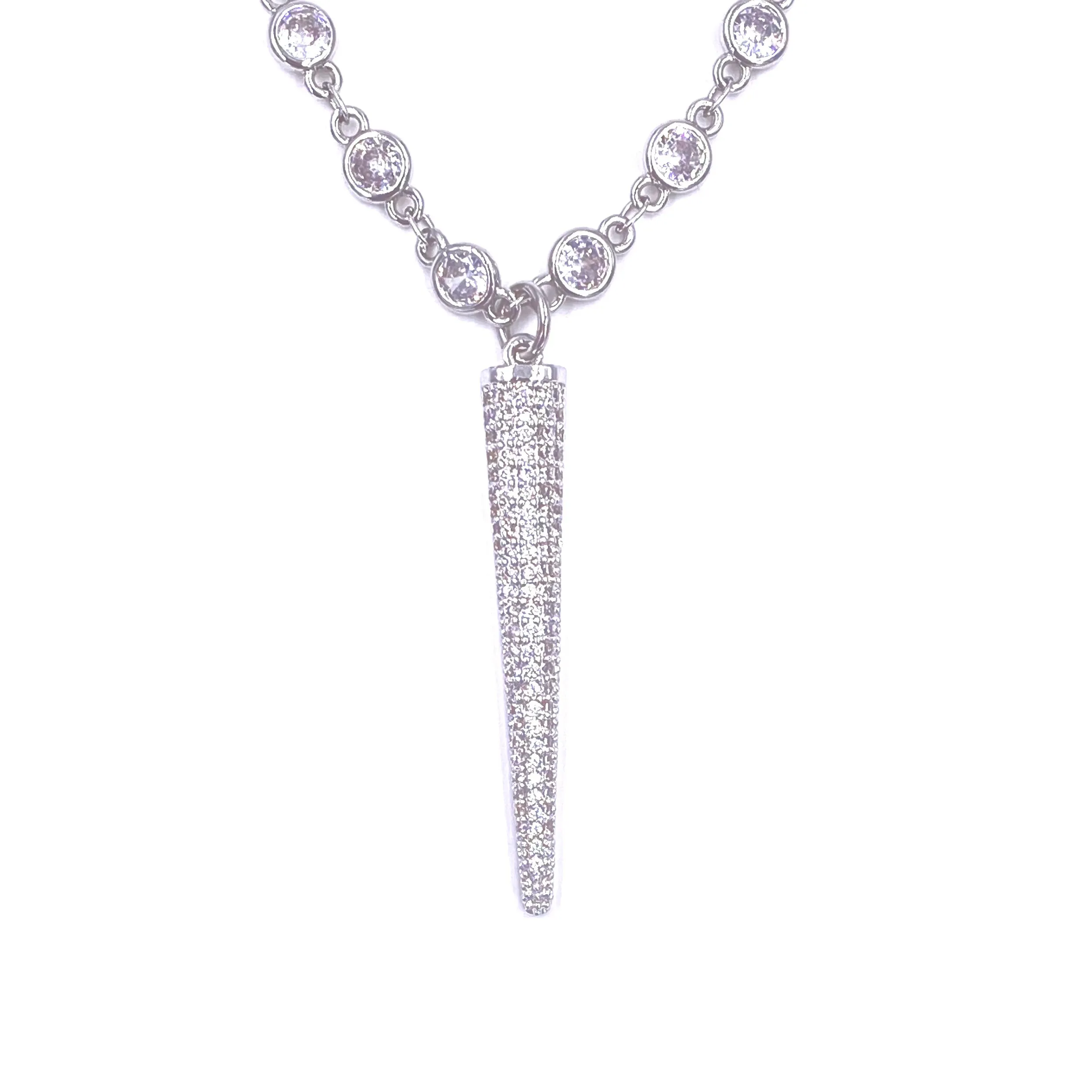 Ashley Gold Stainless Steel CZ By The Yard Elongated Triangle Necklace