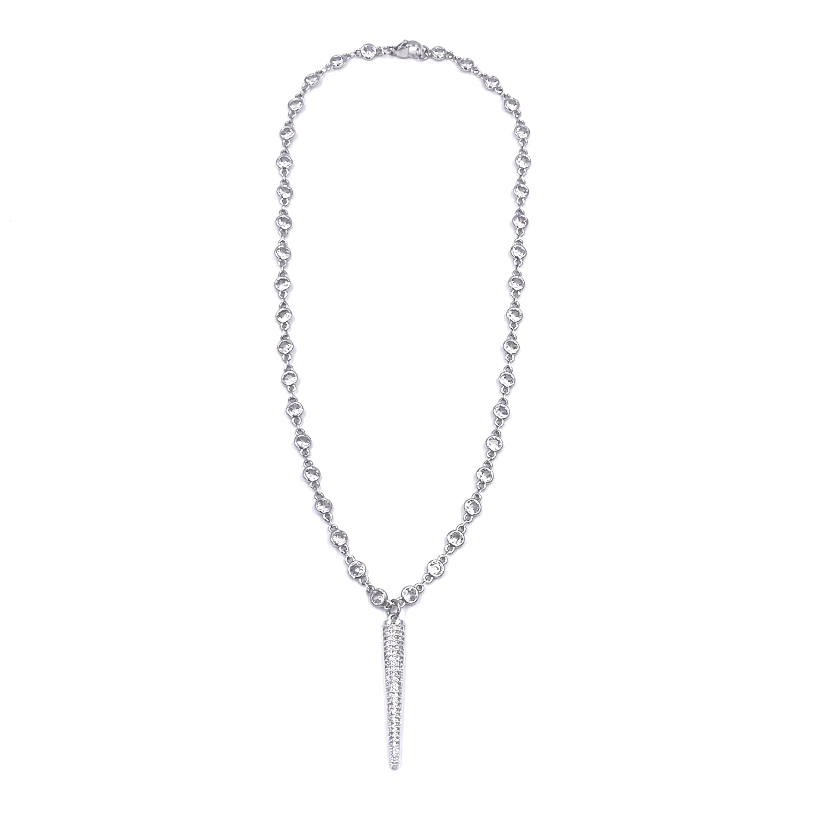 Ashley Gold Stainless Steel CZ By The Yard Elongated Triangle Necklace