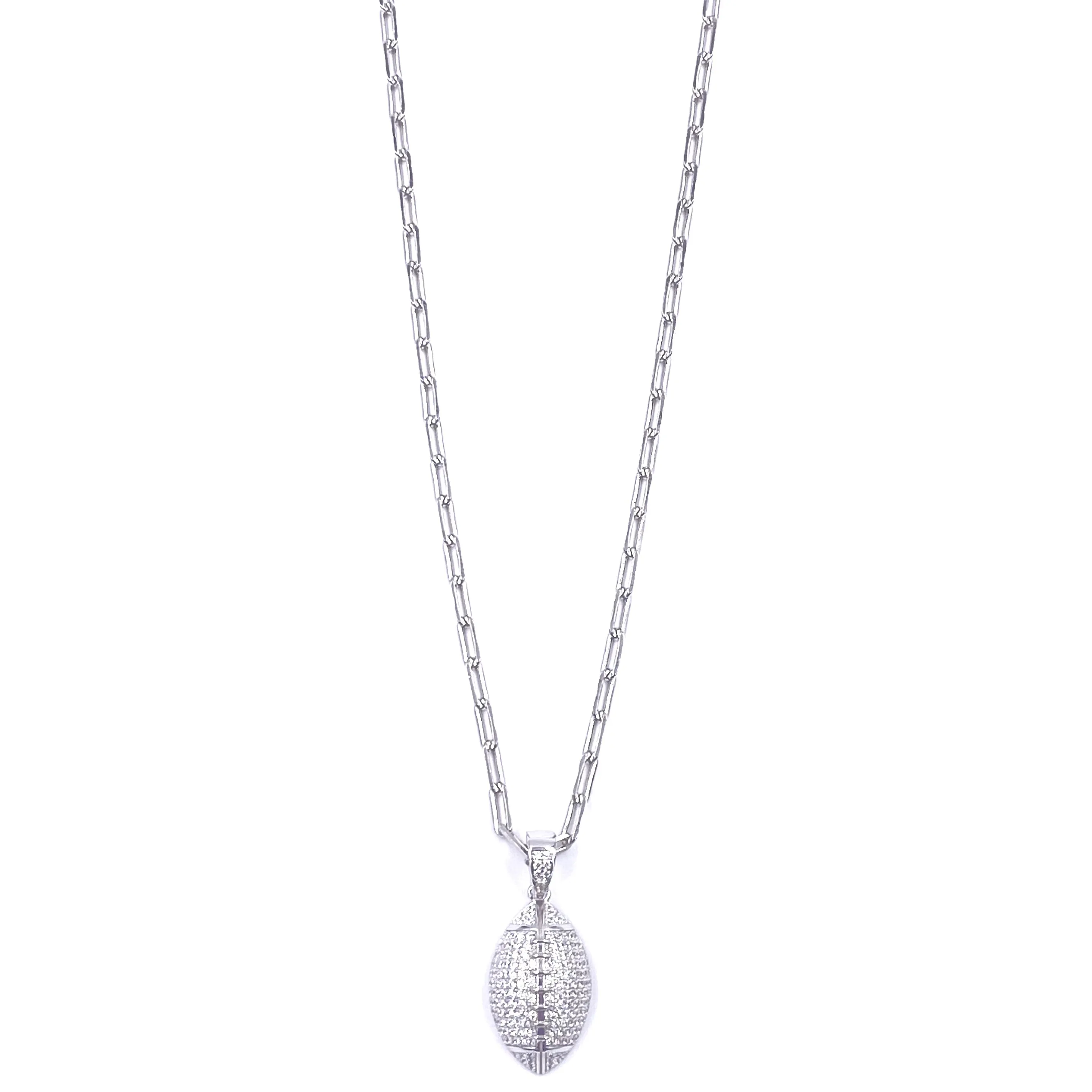 Ashley Gold Stainless Steel CZ Floating Football Charm Necklace