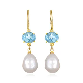 Baroque Pearl & Topaz Dangles
