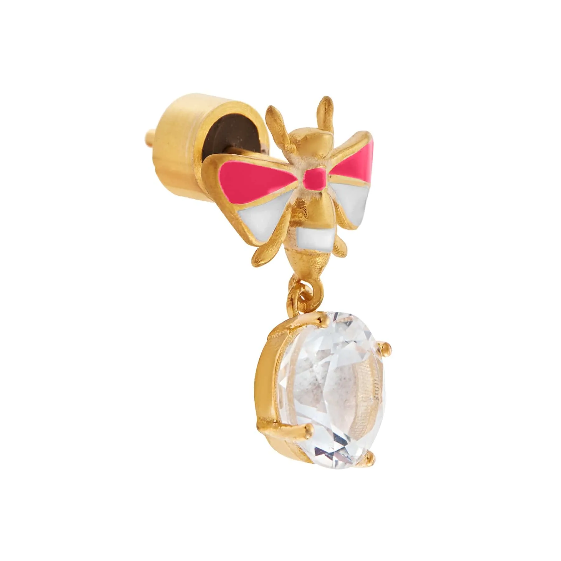Bee Stud White Topaz Neon White Pink