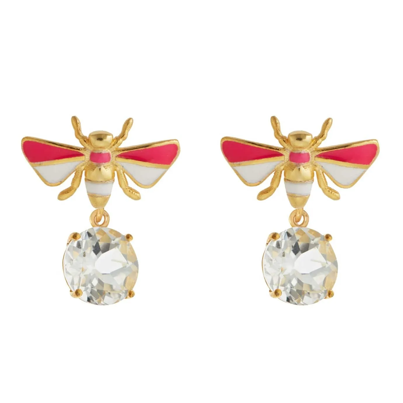 Bee Stud White Topaz Neon White Pink