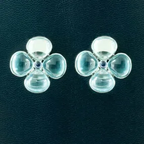 Blue Topaz & Iolite Flower Earrings