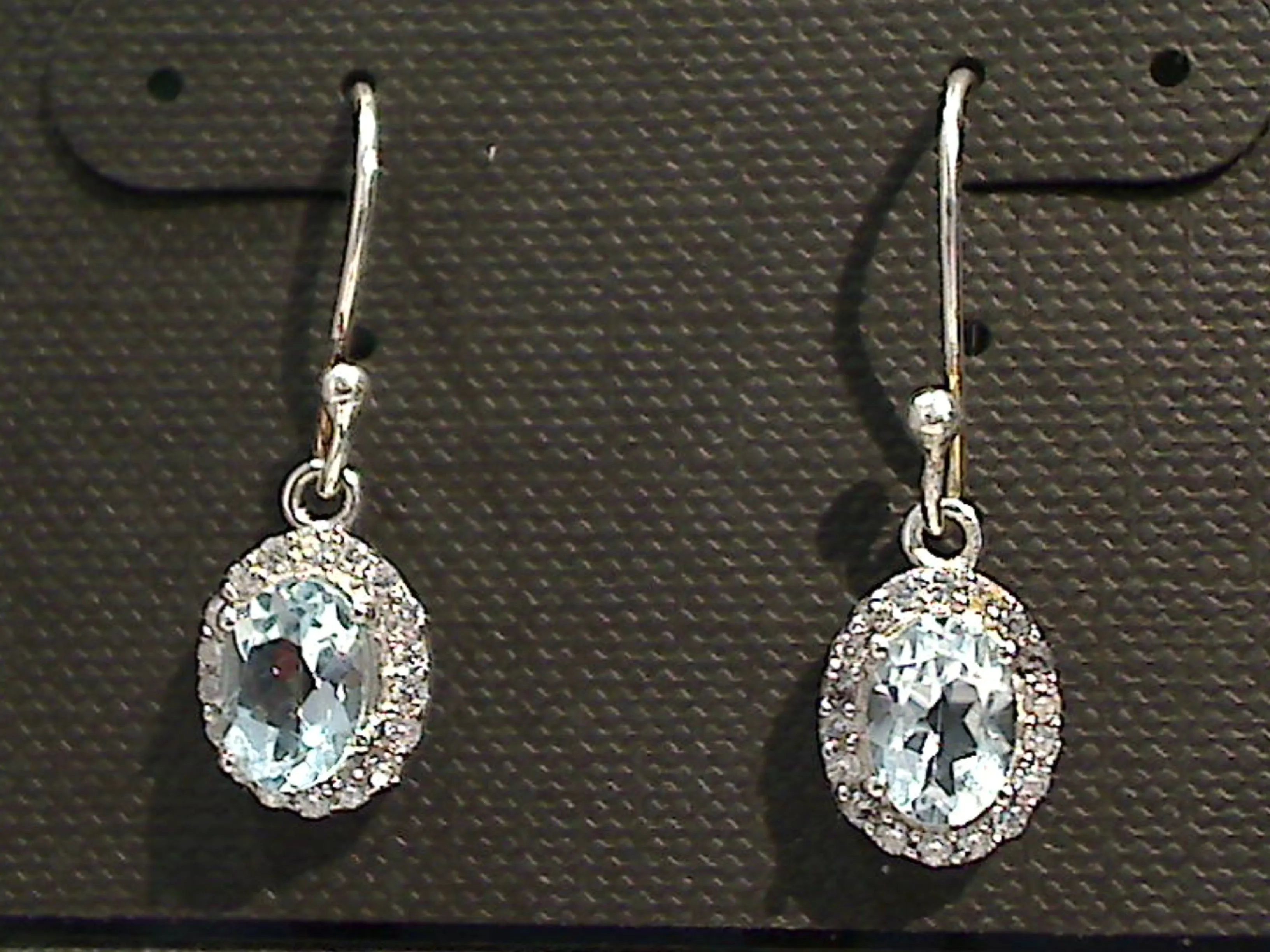 Blue Topaz, CZ, Sterling Silver Earrings