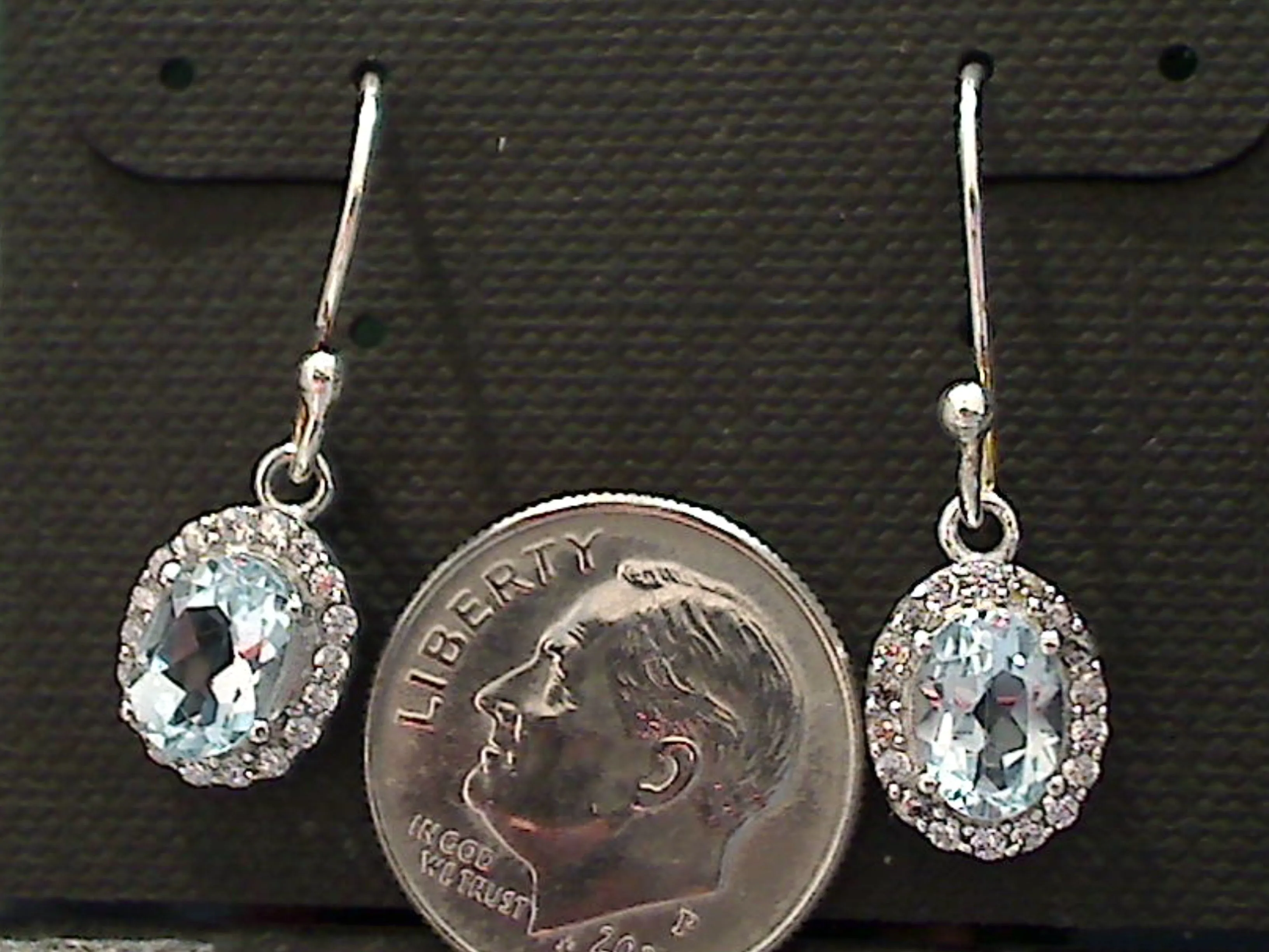 Blue Topaz, CZ, Sterling Silver Earrings