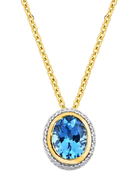 Blue Topaz Pendant - 10ct Yellow Gold Blue Topaz & Diamond Slider Pendant - 784066