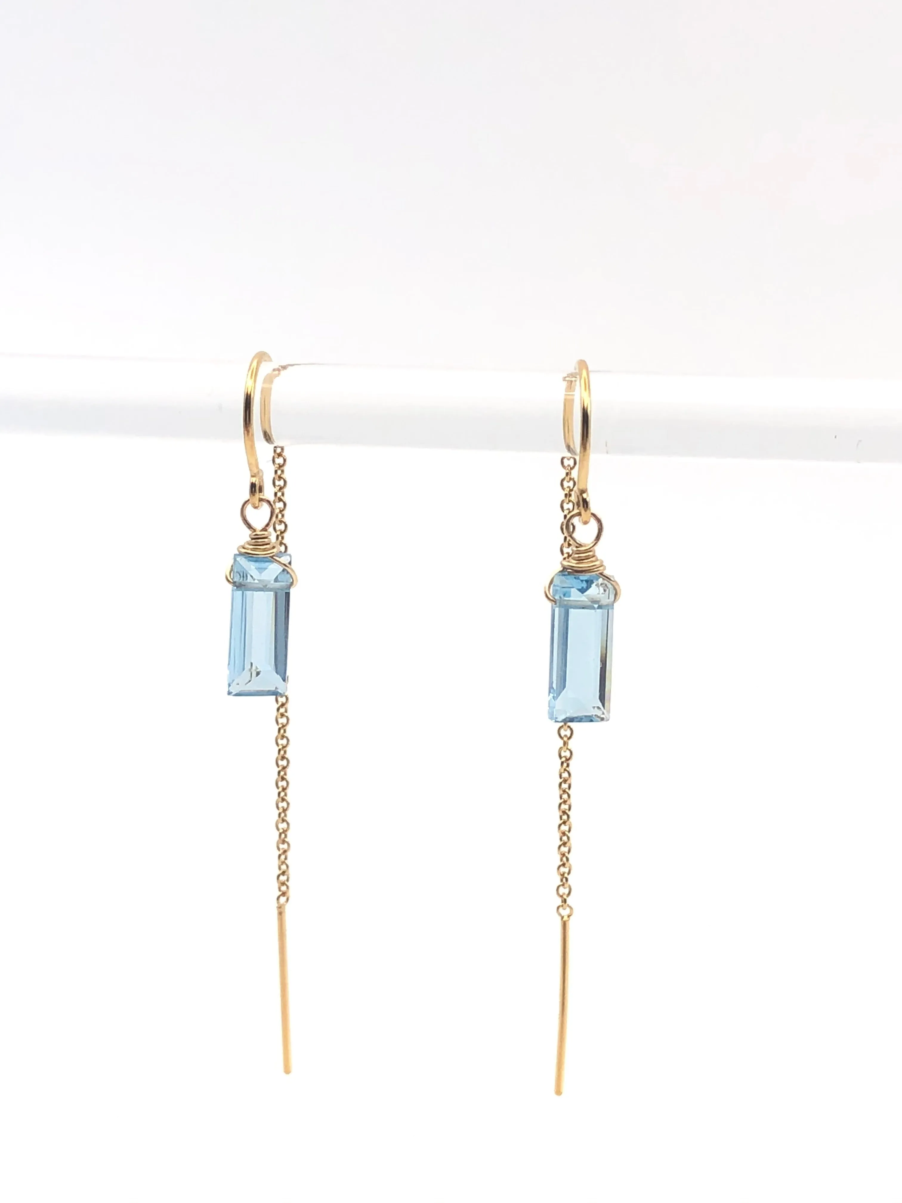 Blue Topaz Threader Earrings