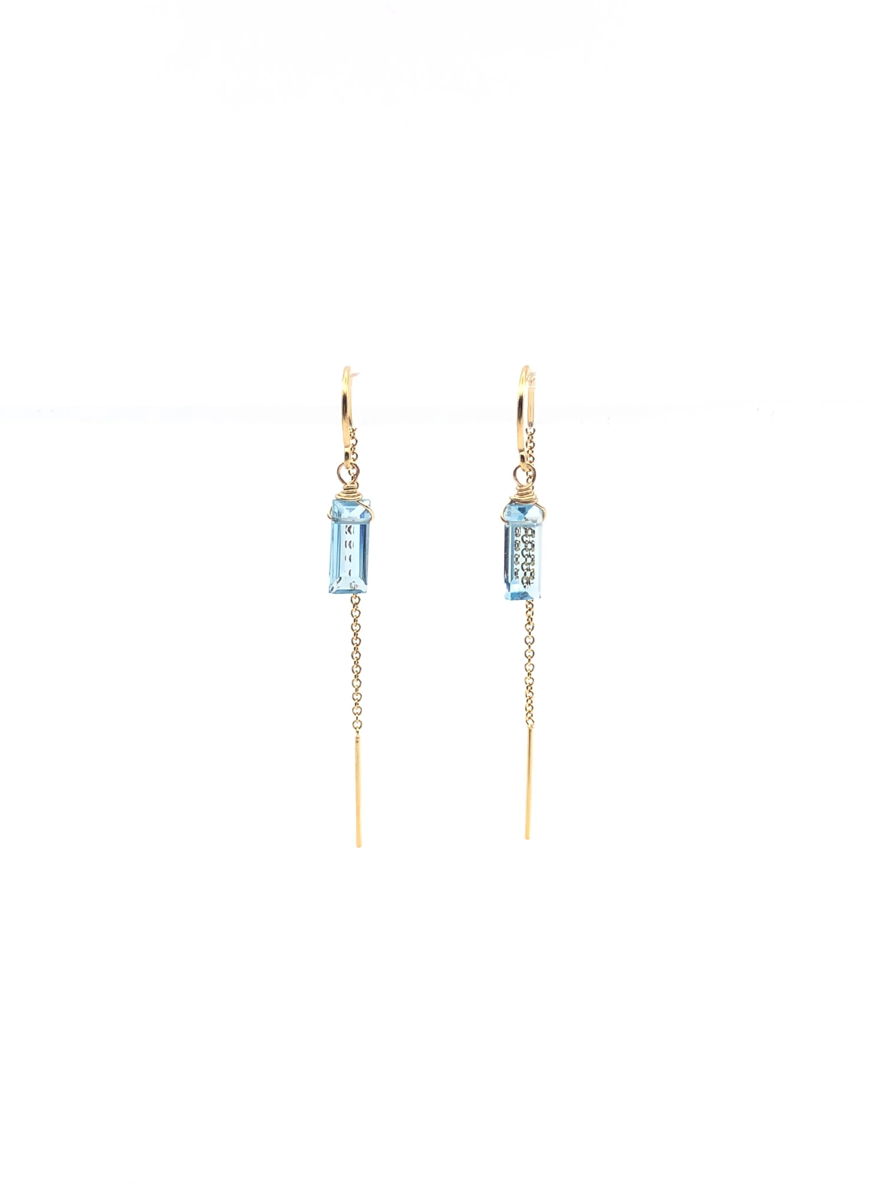 Blue Topaz Threader Earrings
