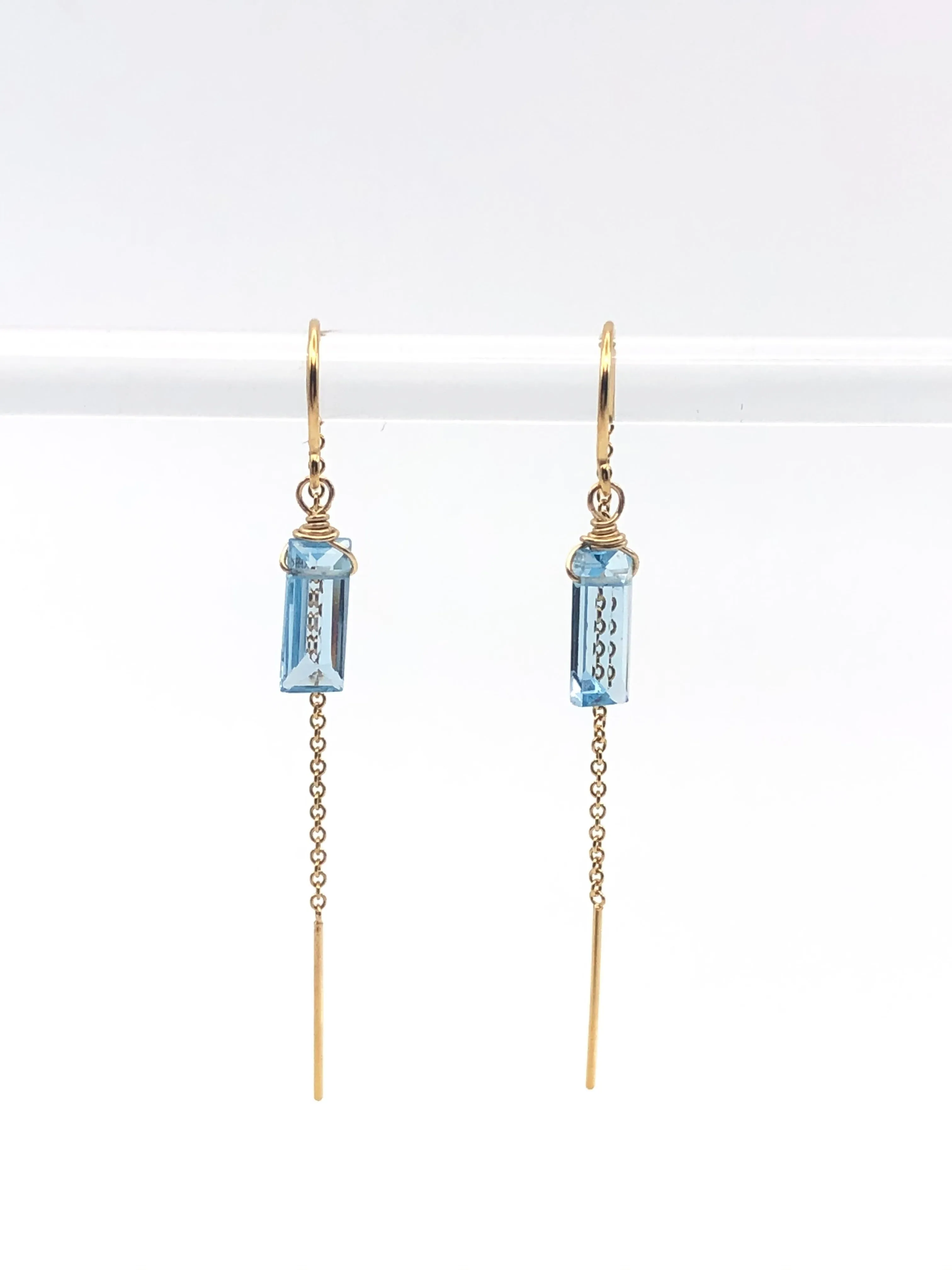 Blue Topaz Threader Earrings