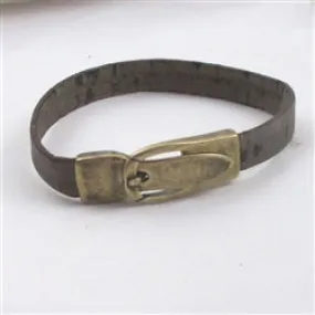 Brown Man's Vegan Cork Bracelet with Buckle Clasp