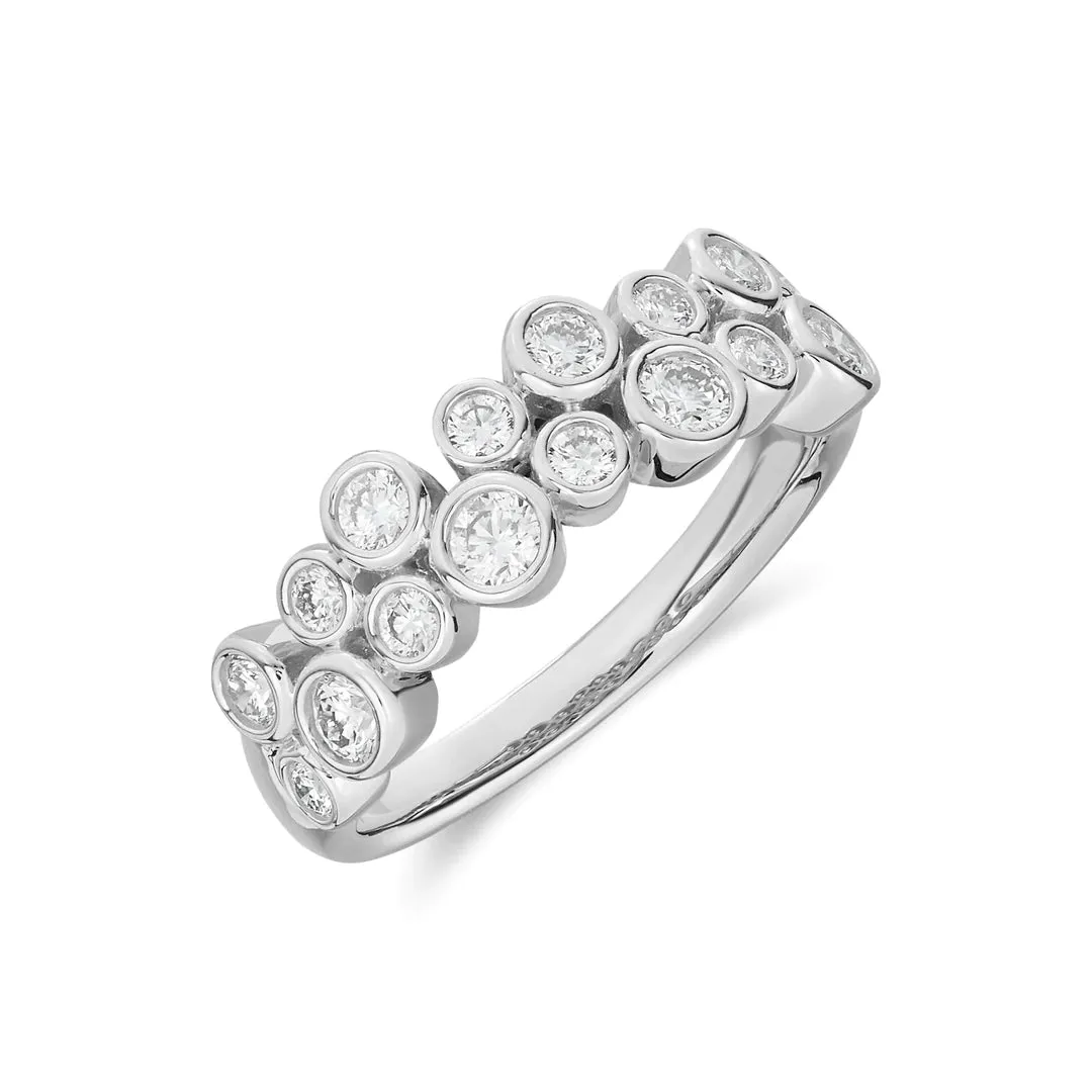 Bubble Design Double Diamond Half Eternity Ring