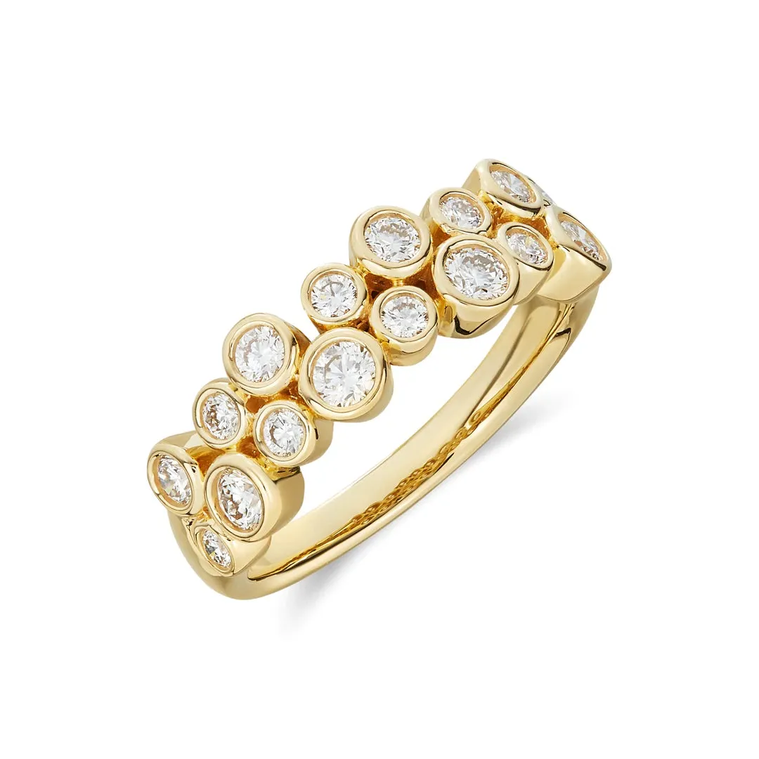 Bubble Design Double Diamond Half Eternity Ring