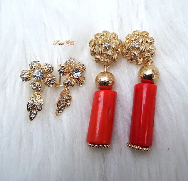 Celebrant Detailed Real Traditional Bridal Groom Wedding 100% Coral Complete Bride Men Necklace Jewellery Set