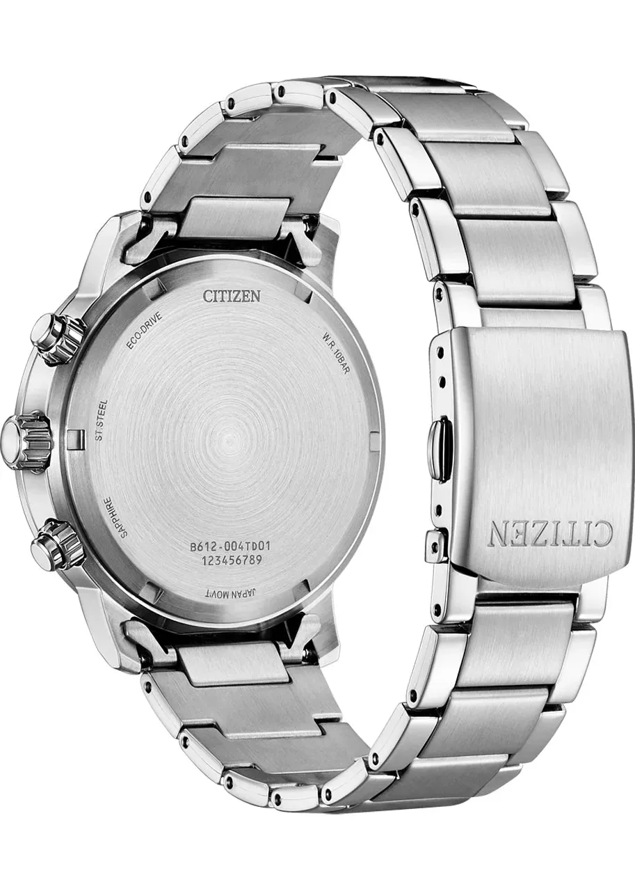CITIZEN GENTS ECO-DRIVE CHRONOGRAPH BLUE DIAL STAINLESS CA0840-87M