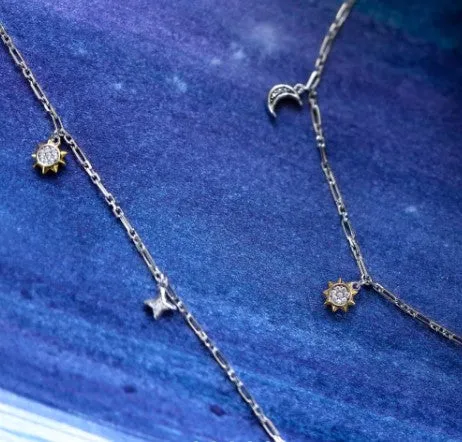 Céleste Sun, Moon & Star Station Necklace