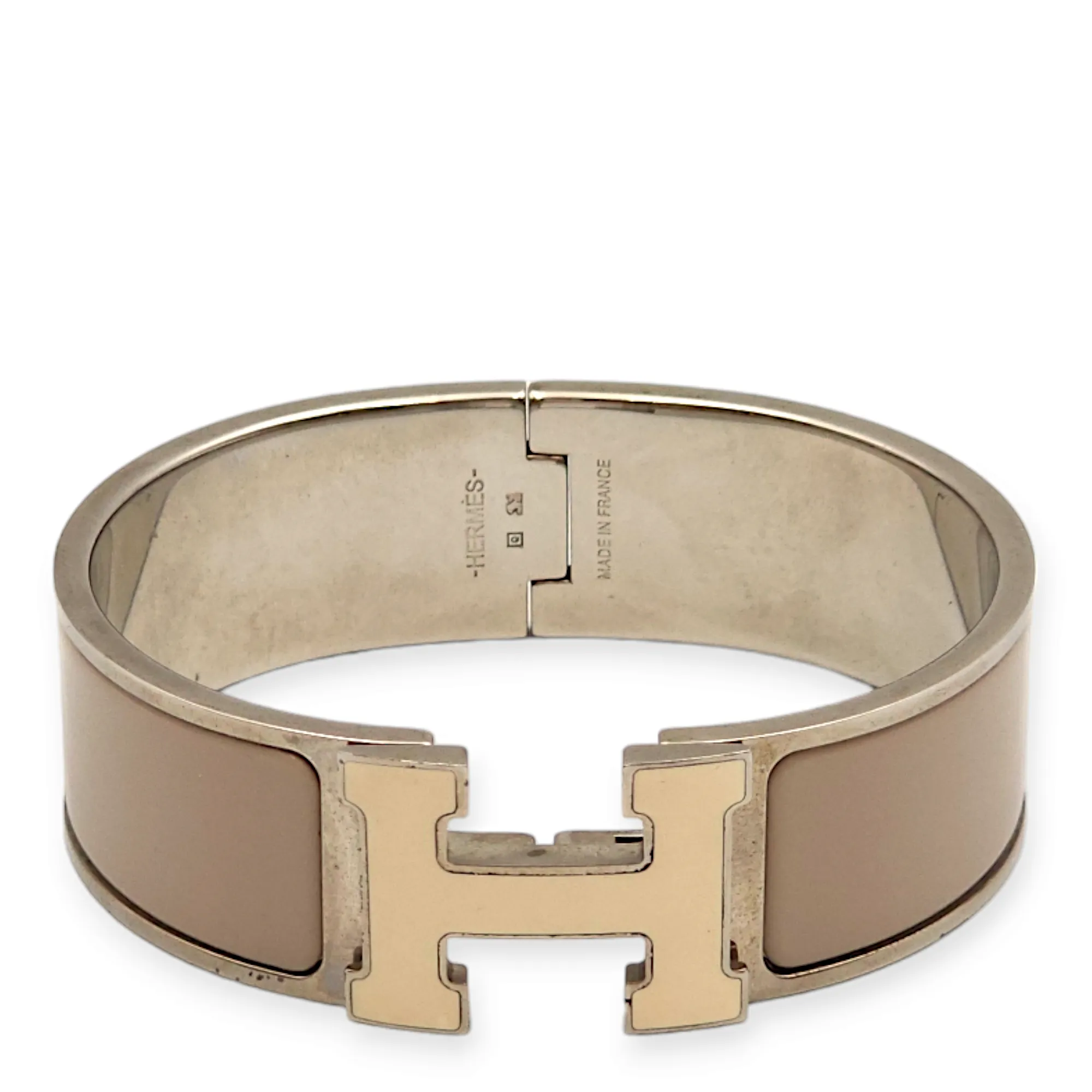 Clic H Medium Width Marron Bracelet in Enamel