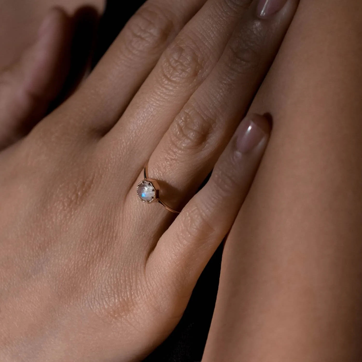 Crown Bezel Moonstone Ring