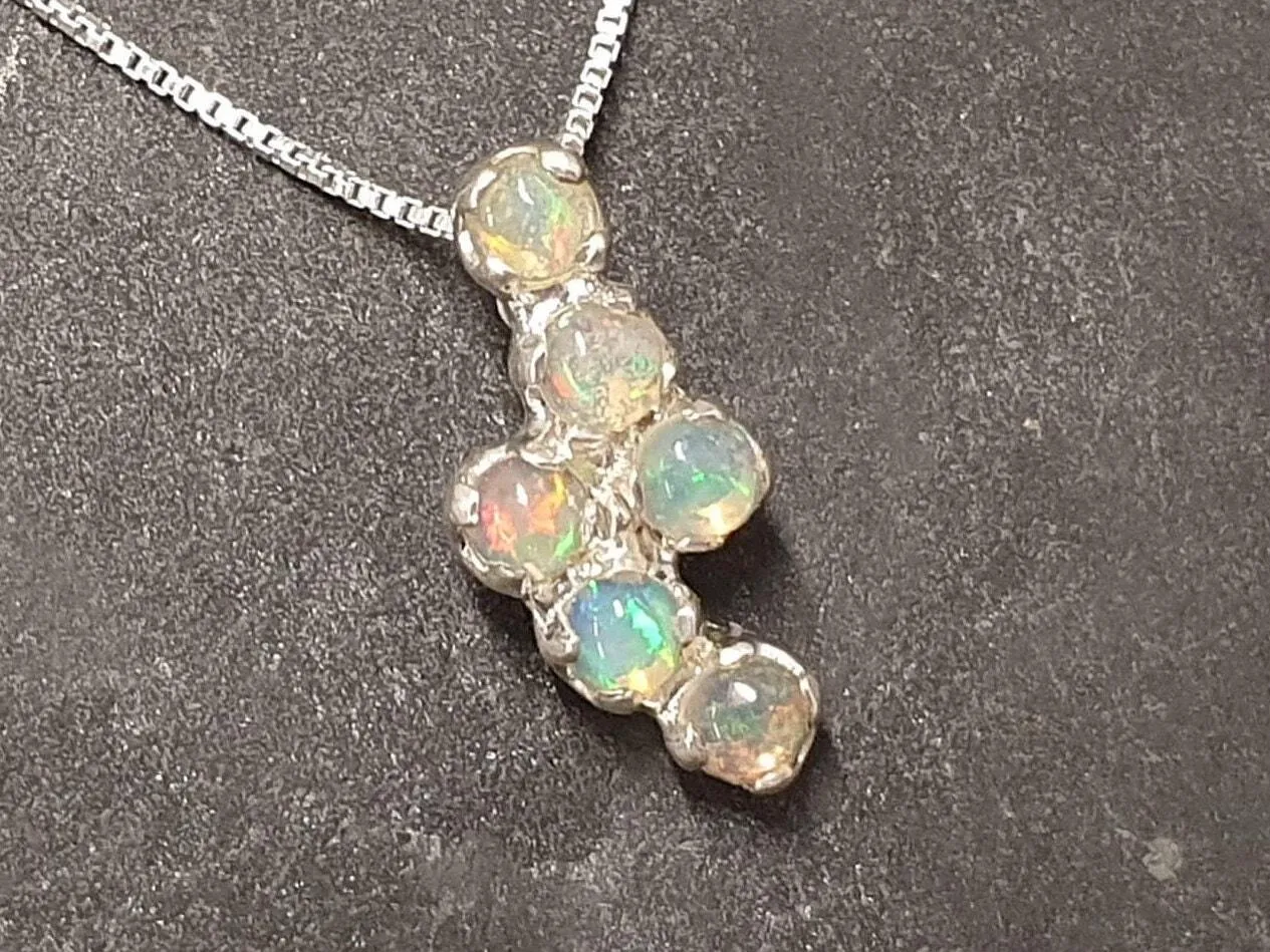 Dainty Opal Pendant - Natural Opal Necklace - October Birthstone Necklace