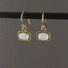 Deco Framed White Opal Earrings
