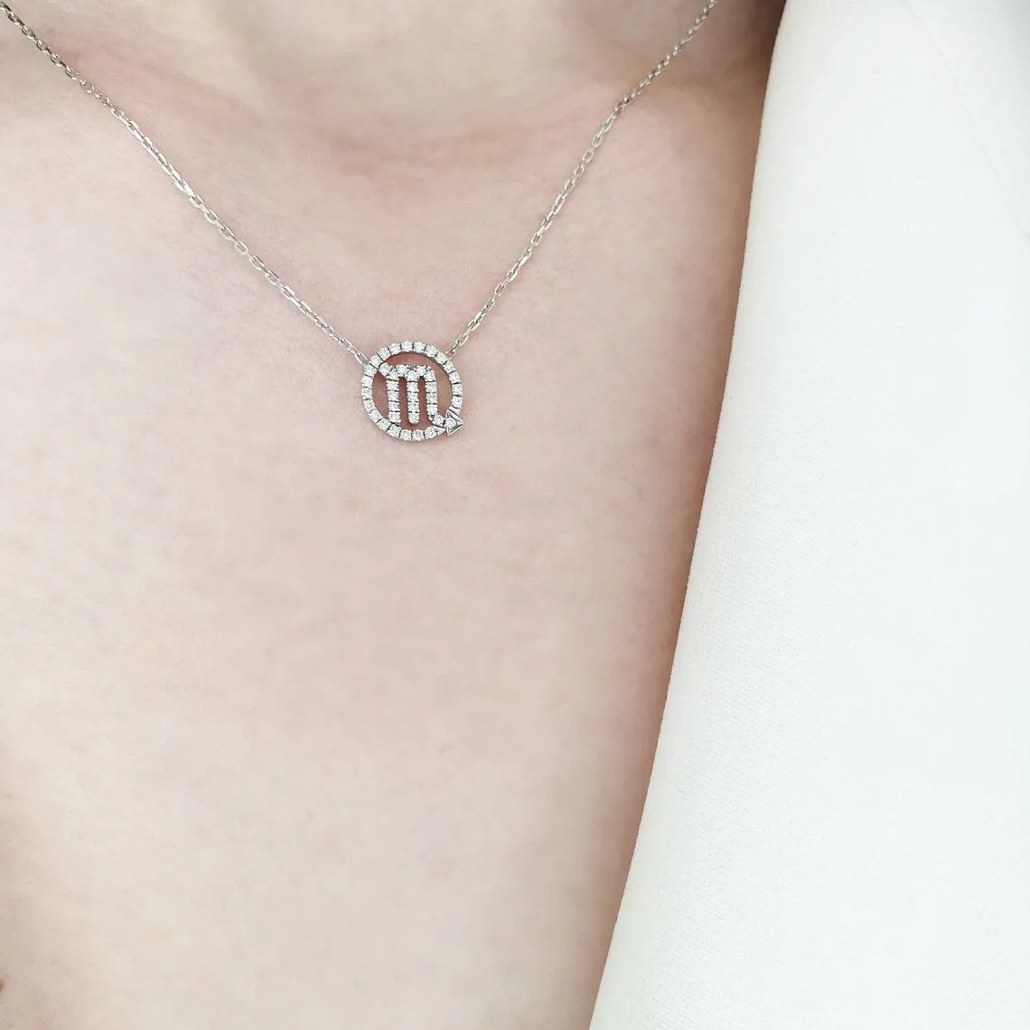 Diamond Necklace With Zodiac Sign