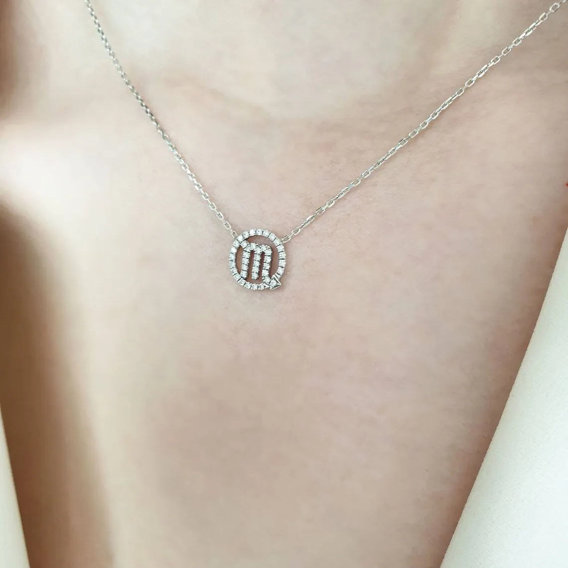 Diamond Necklace With Zodiac Sign