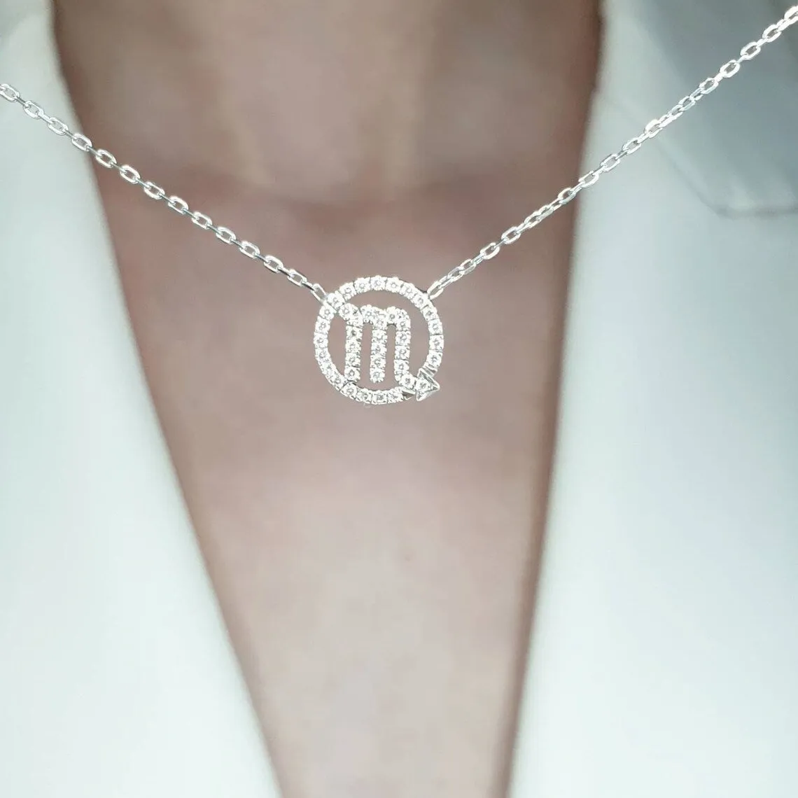 Diamond Necklace With Zodiac Sign