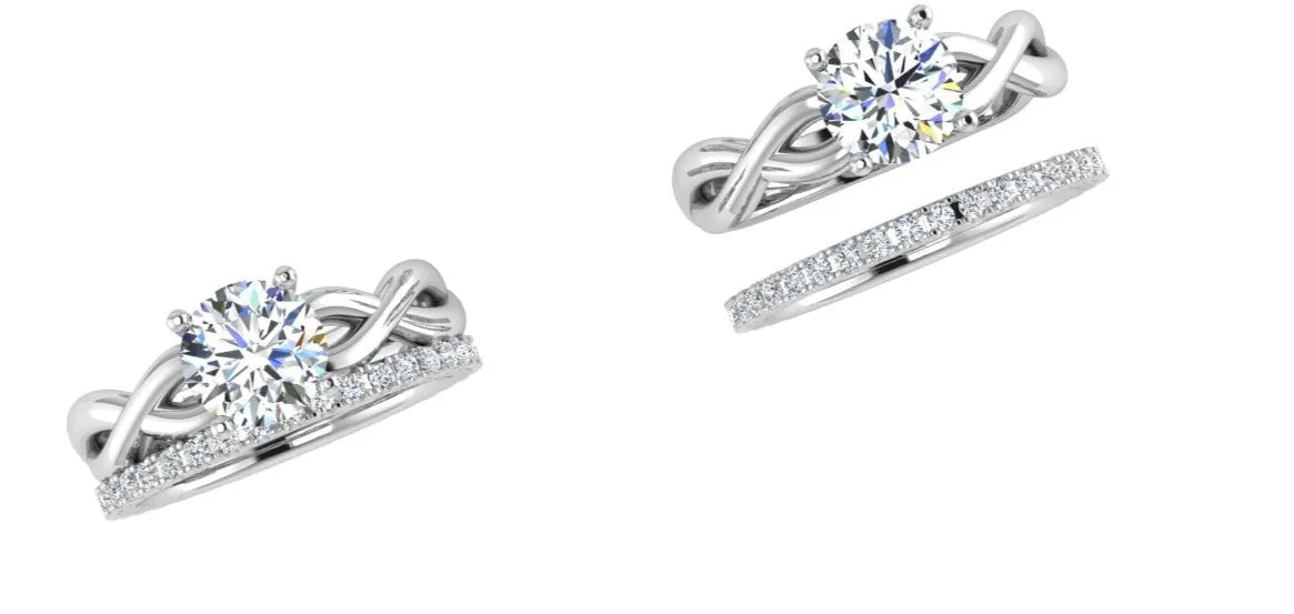 Diamond Swirl Engagement Ring Matching Band