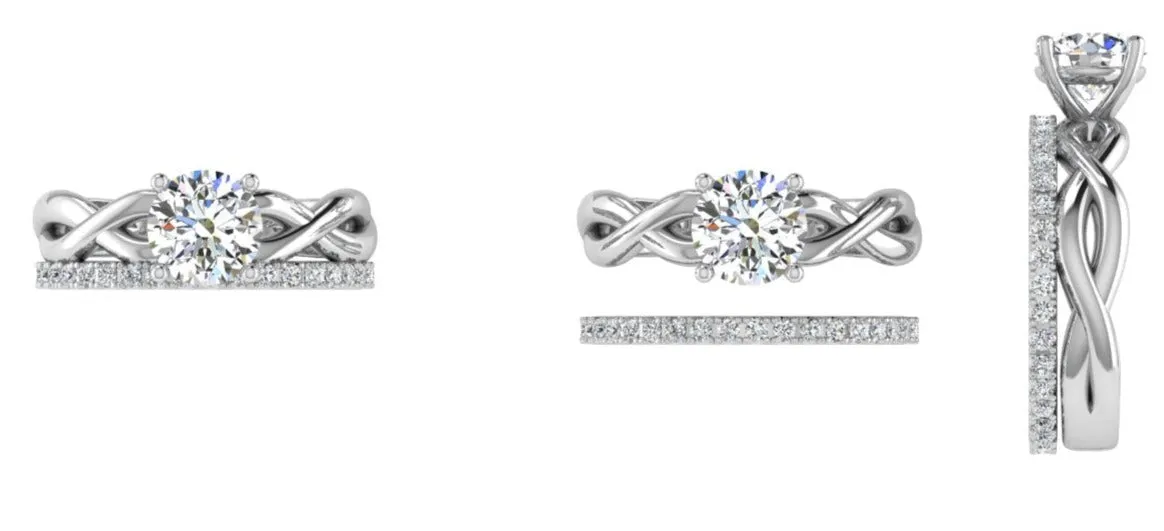 Diamond Swirl Engagement Ring Matching Band