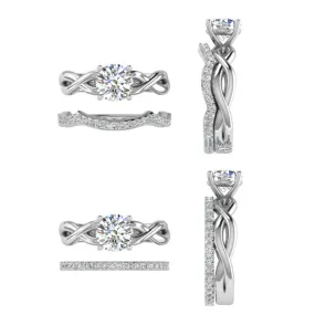 Diamond Swirl Engagement Ring Matching Band