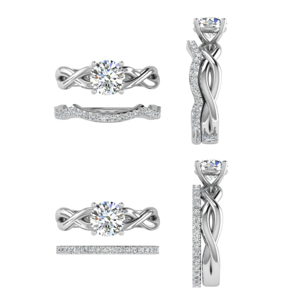 Diamond Swirl Engagement Ring Matching Band