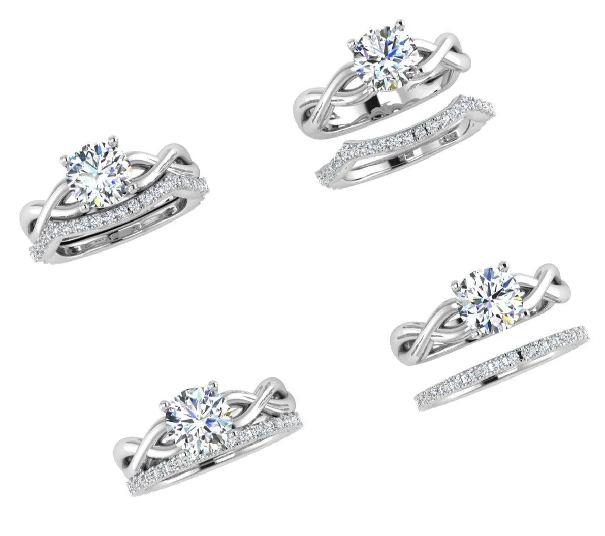 Diamond Swirl Engagement Ring Matching Band