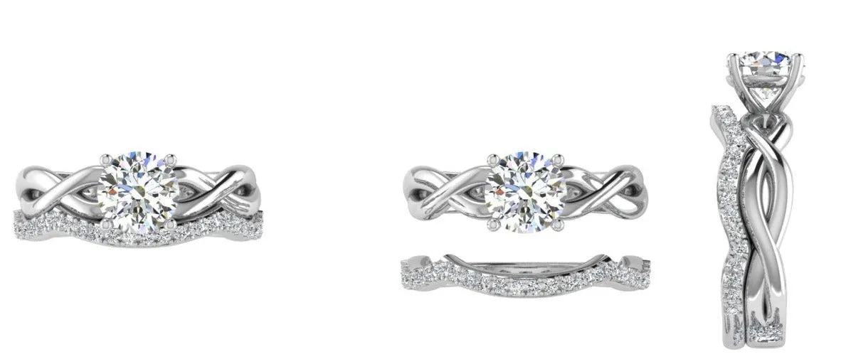 Diamond Swirl Engagement Ring Matching Band