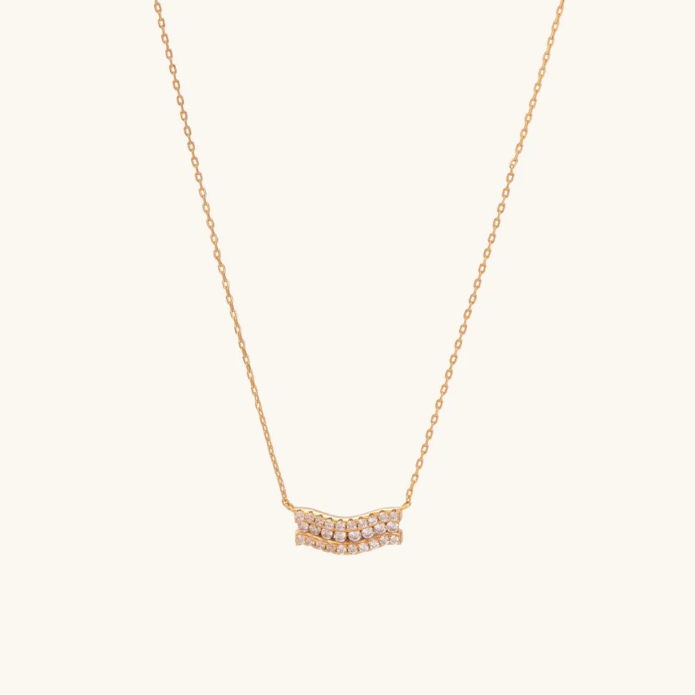 Diamond Wavy Necklace | 18k Gold Vermeil