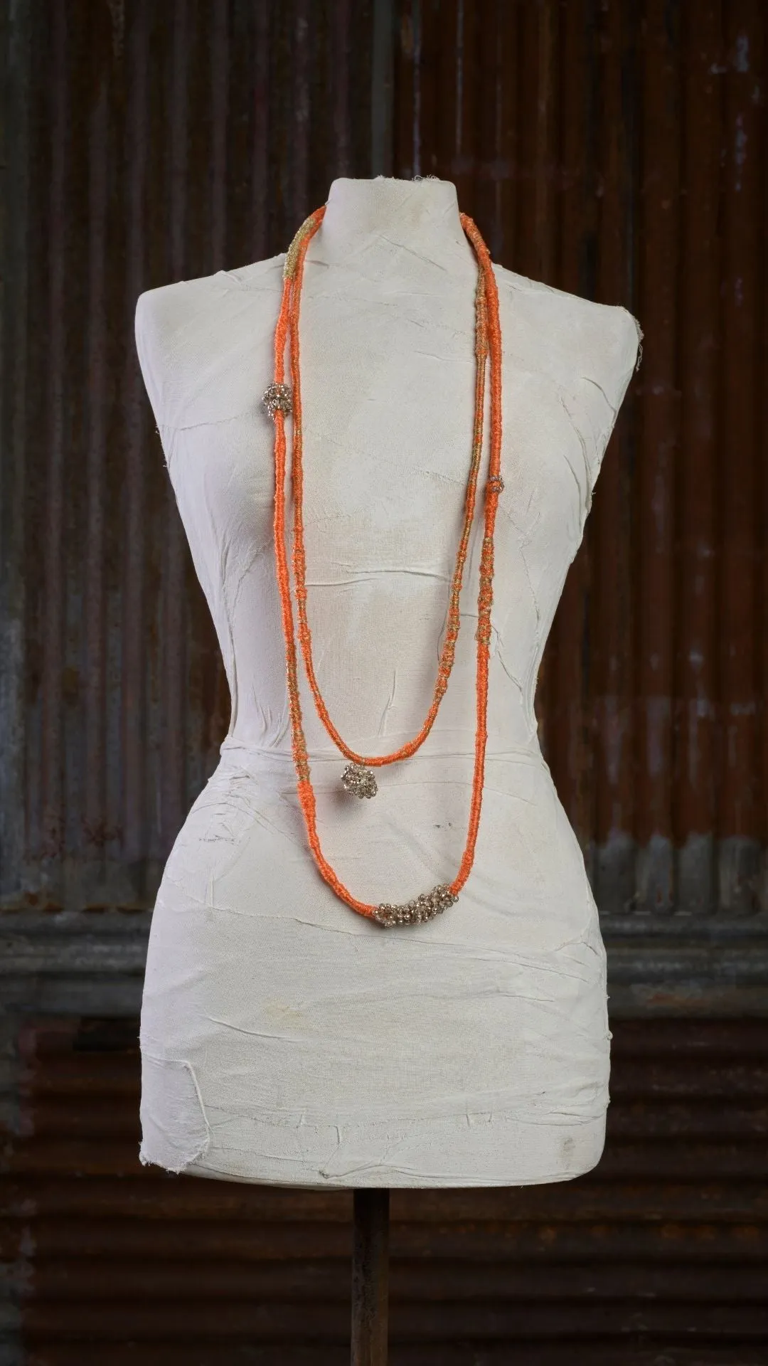 Double Thread Polypropylene Necklace with Glass Beads