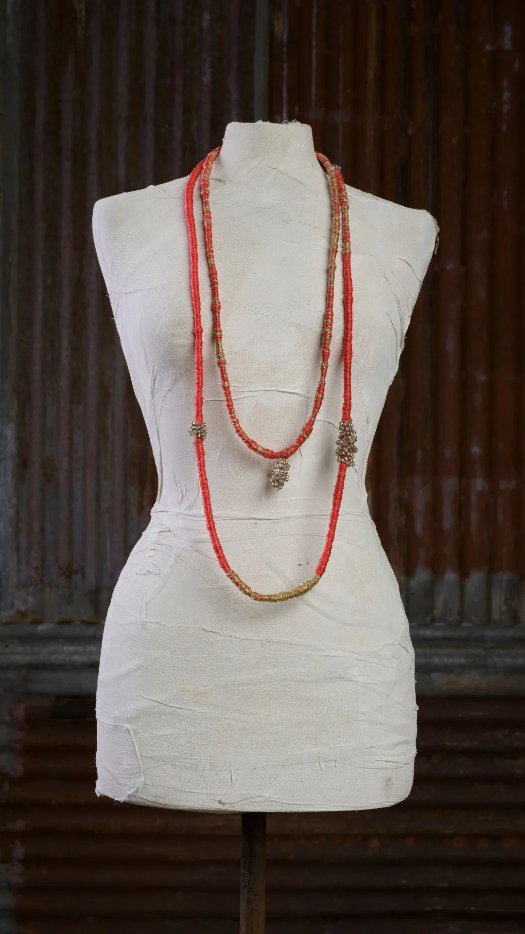 Double Thread Polypropylene Necklace with Glass Beads