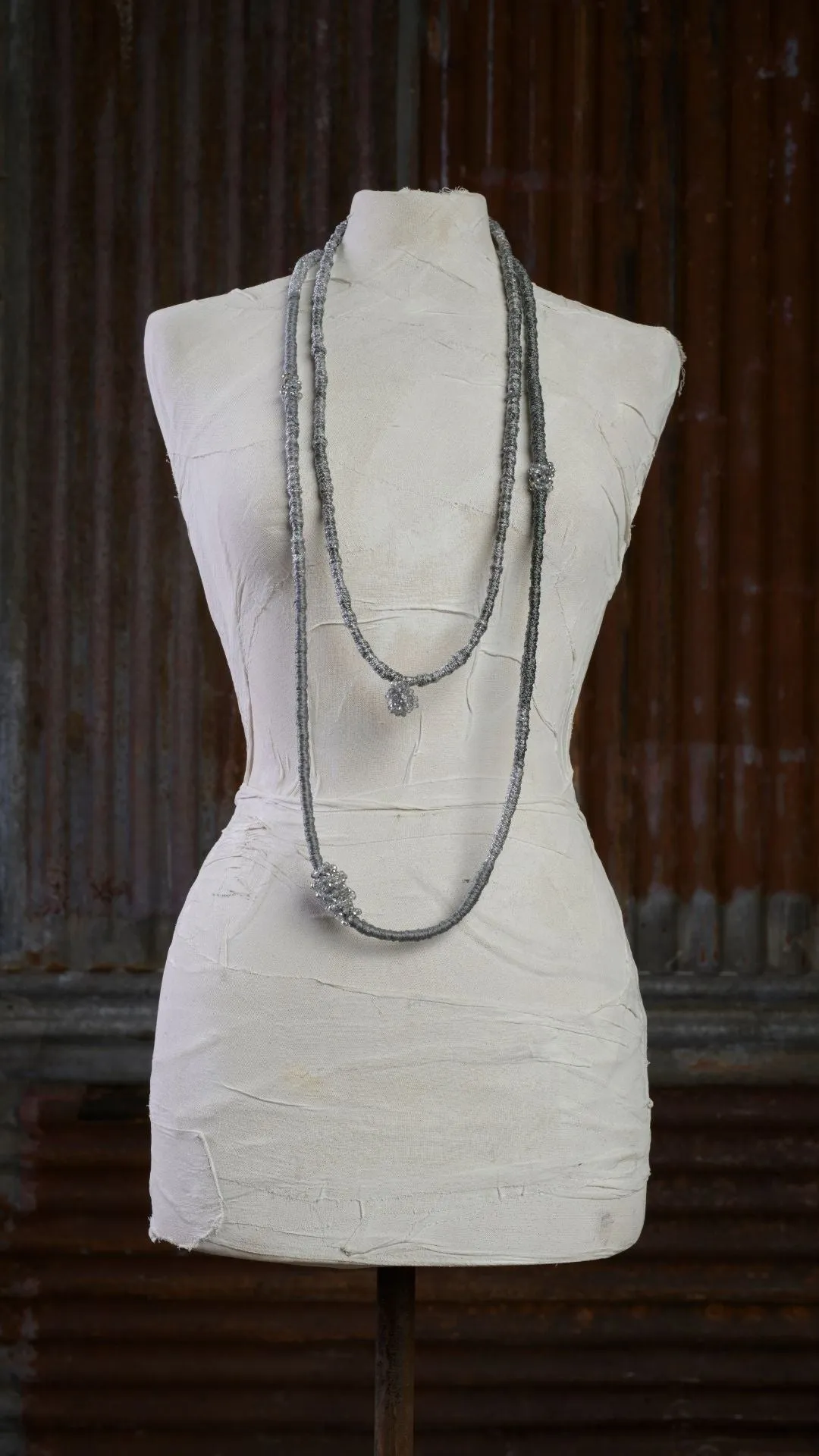 Double Thread Polypropylene Necklace with Glass Beads