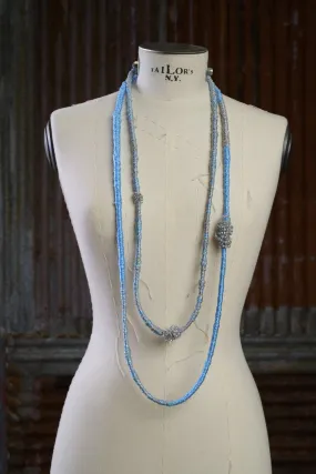 Double Thread Polypropylene Necklace with Glass Beads