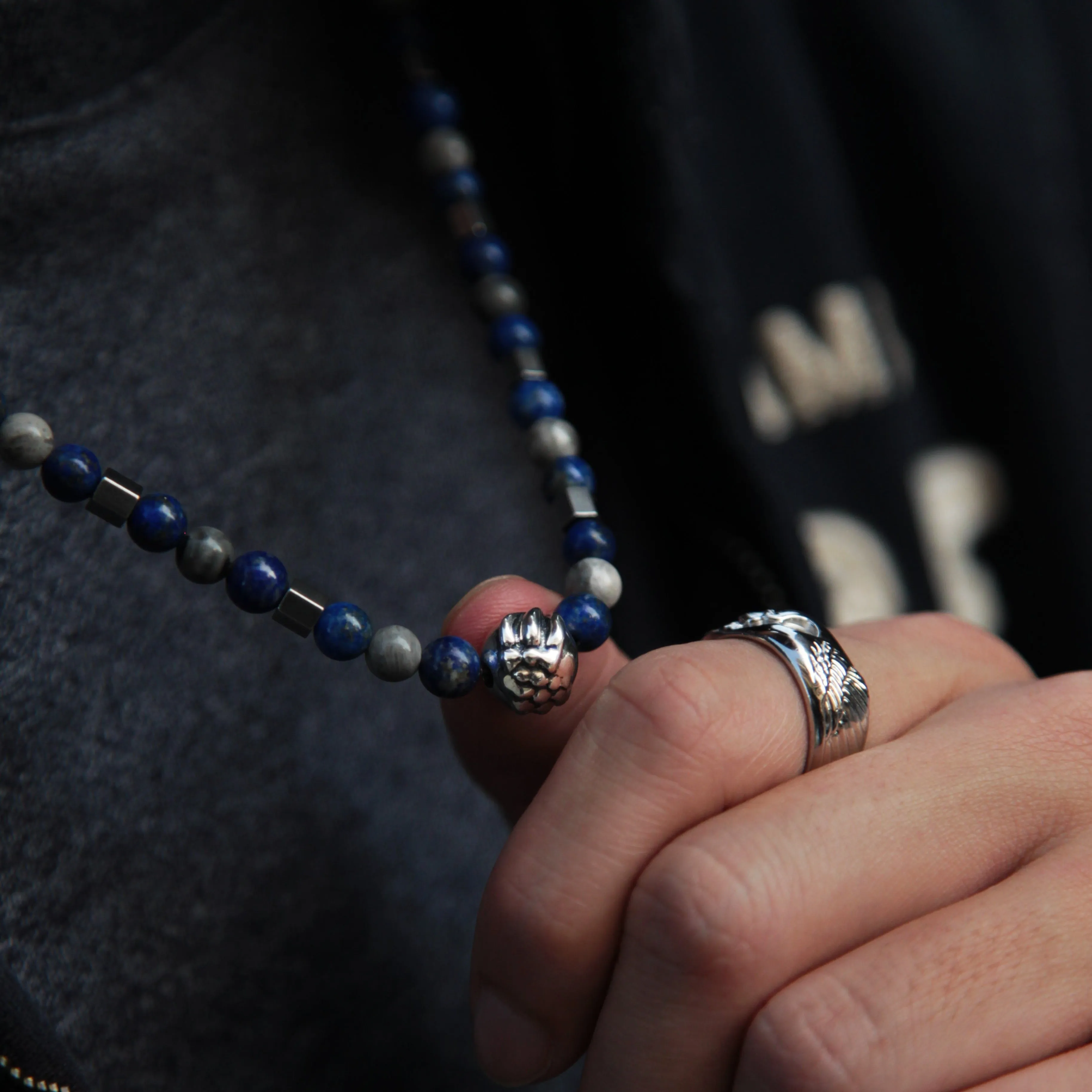 Dragon Claw Necklace with Lapis Lazuli, Picasso Jasper