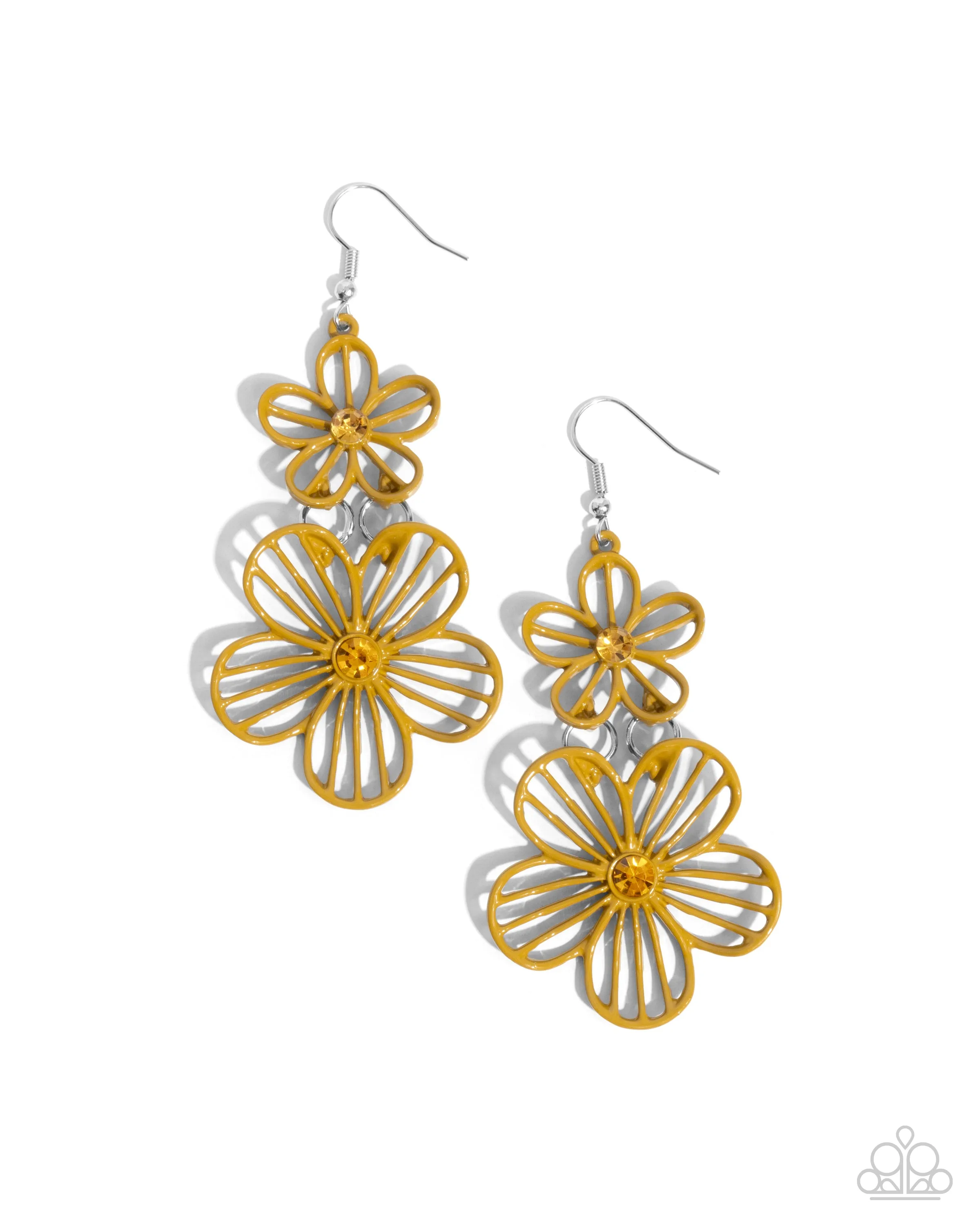 Earrings Textured Tiers - Yellow E2003