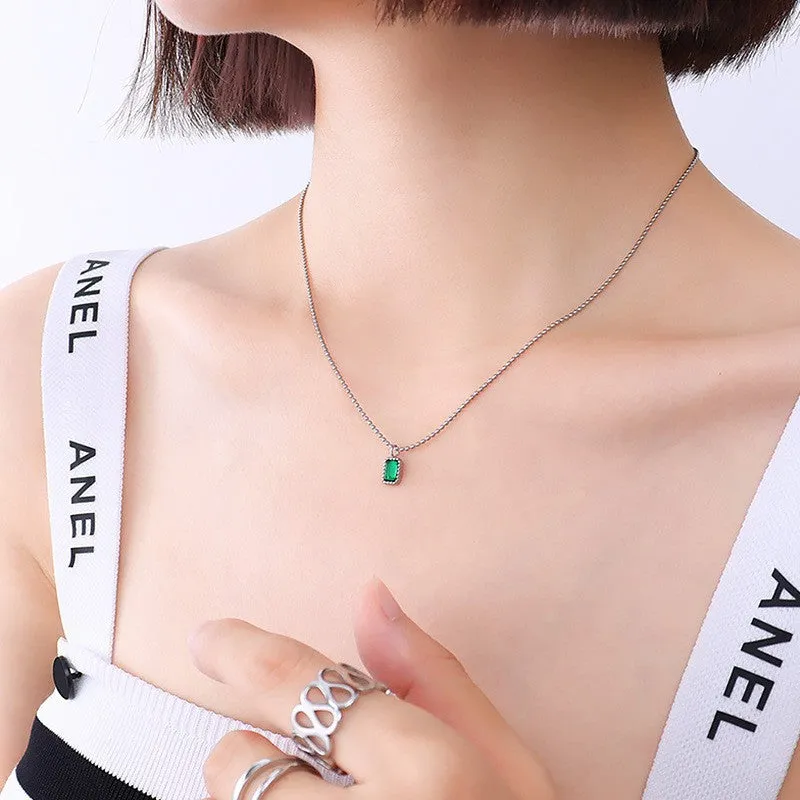 Emerald Zircon Micro Inlaid Necklace: 18k Gold Plated Chinese Style Jewelry