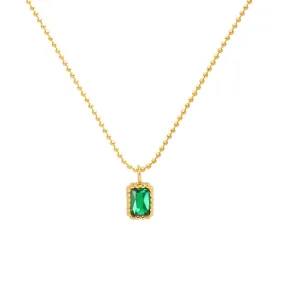 Emerald Zircon Micro Inlaid Necklace: 18k Gold Plated Chinese Style Jewelry