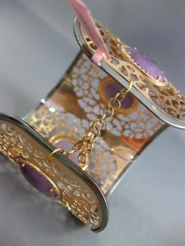 ESTATE EXTRA LARGE 13.86CT DIAMOND & AAA AGATE 14KT YELLOW GOLD BANGLE BRACELET