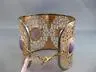 ESTATE EXTRA LARGE 13.86CT DIAMOND & AAA AGATE 14KT YELLOW GOLD BANGLE BRACELET