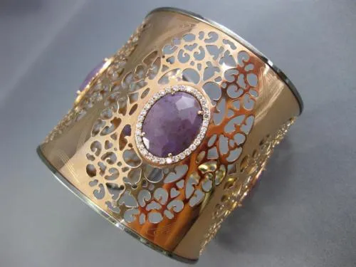 ESTATE EXTRA LARGE 13.86CT DIAMOND & AAA AGATE 14KT YELLOW GOLD BANGLE BRACELET