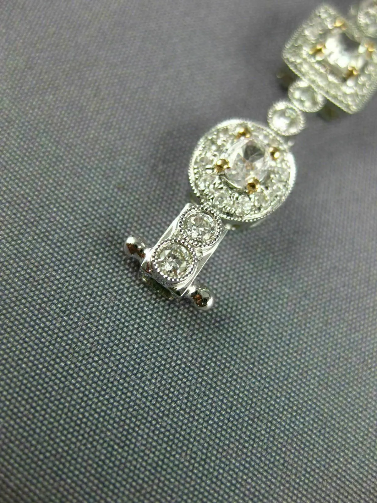 ESTATE WIDE 6.36CT WHITE & PINK DIAMOND 18KT WHITE GOLD FILIGREE TENNIS BRACELET
