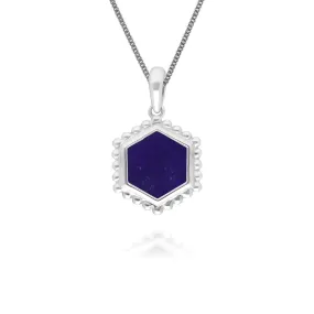 Flat Slice Hex Lapislazuli Anhänger in 925 Sterling Silber