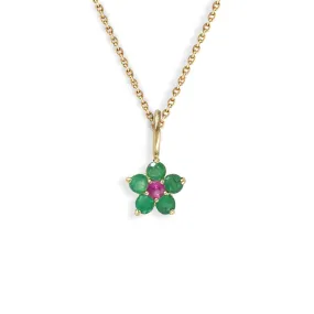 Flower shape Emerald Necklace