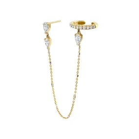 French Pave Ear Cuff with Triple Water Drop Diamond Twinkle Earring | Ready to Ship