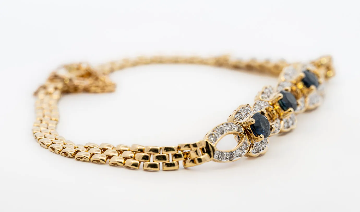 Glamorous 18ct Yellow Gold Bracelet with Sapphires & Diamonds